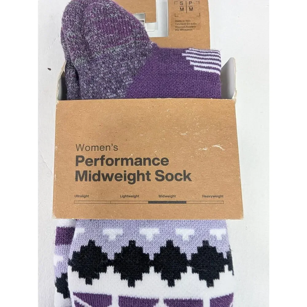Burton Women's Small/Medium Midweight Performance Ski Sock Purple/Black/White